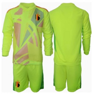Fotbalové Dres Belgie Brankářské Dětské Venkovní Oblečení ME 2024 Dlouhý Rukáv (+ trenýrky)